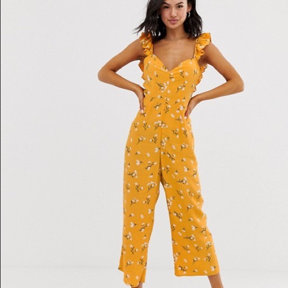 ASOS Pants - ASOS Yellow Floral Jumpsuit
